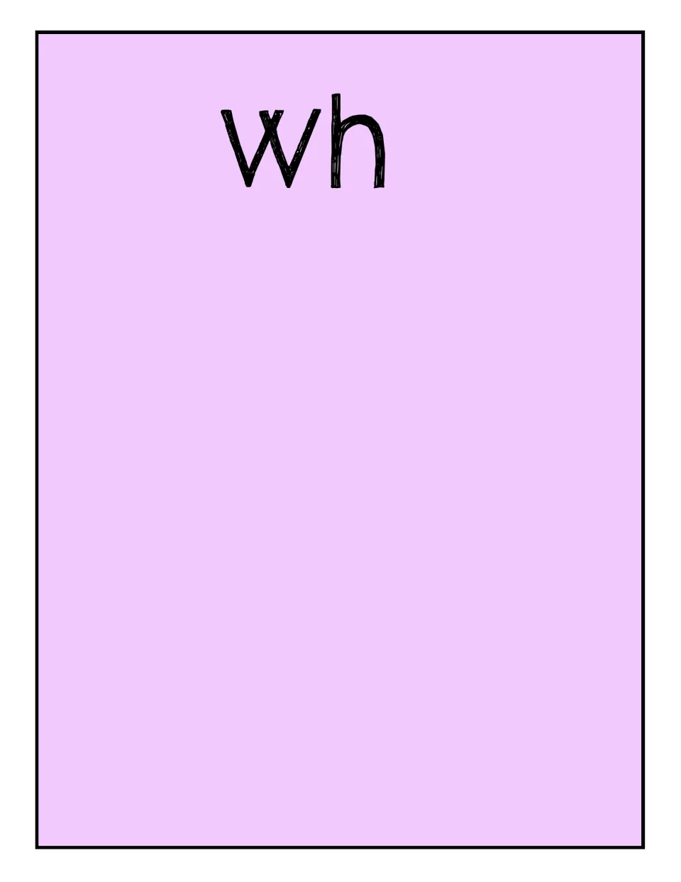 Digraph sorting mat labeled wh, one of four mats for collecting picture pieces that match the digraph