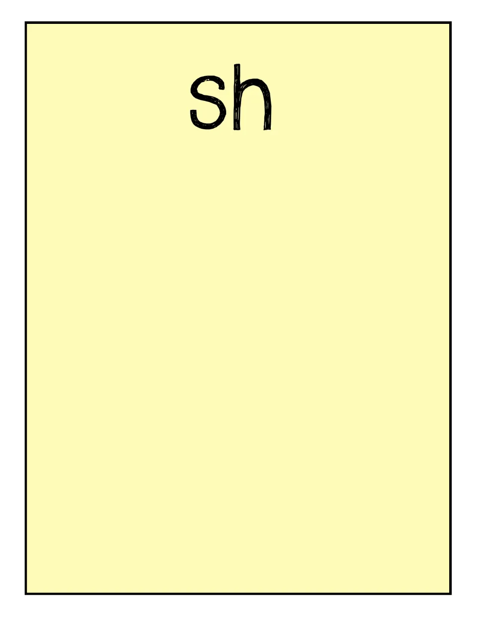 Digraph sorting mat labeled sh, used to collect matching picture pieces such as brush, shark, and fish