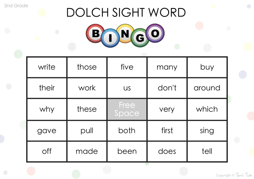 Sight word bingo board: children read and mark write, those, their, don't, very, sing and tell as each is called