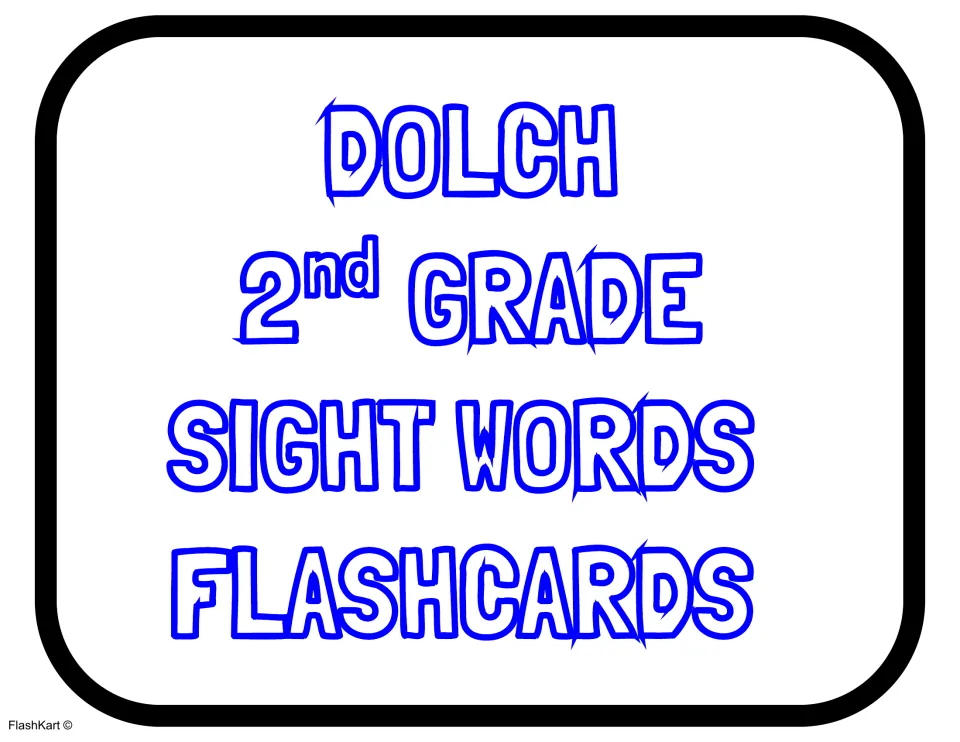 Second-grade section cover for the Dolch sight word flashcards, introducing the blue-word card sheets