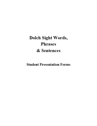 Dolch Sight Words, Phrases & Sentences Packet – cover