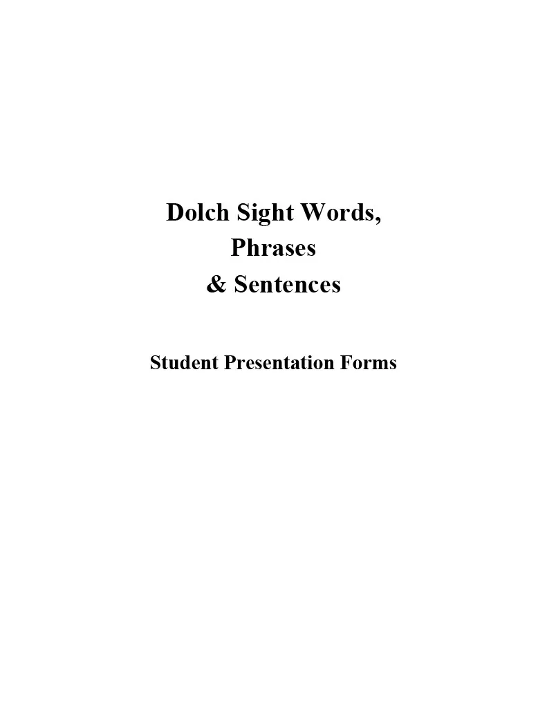 Dolch Sight Words, Phrases & Sentences Packet – cover