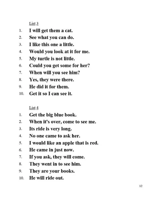 Dolch Sight Words, Phrases & Sentences Packet – sample page 3