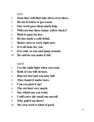 Dolch Sight Words, Phrases & Sentences Packet – sample page 4