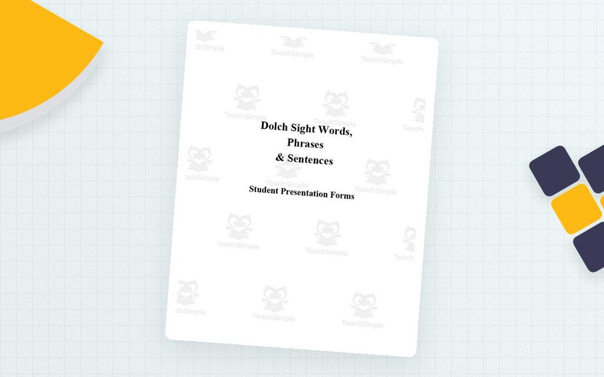 Dolch Sight Words Phrases and Sentences packet first image with a plain centered title