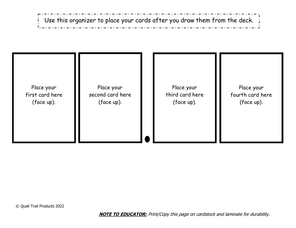 Four-card organizer: students place two drawn cards left of the decimal point and two to its right to build a larger price