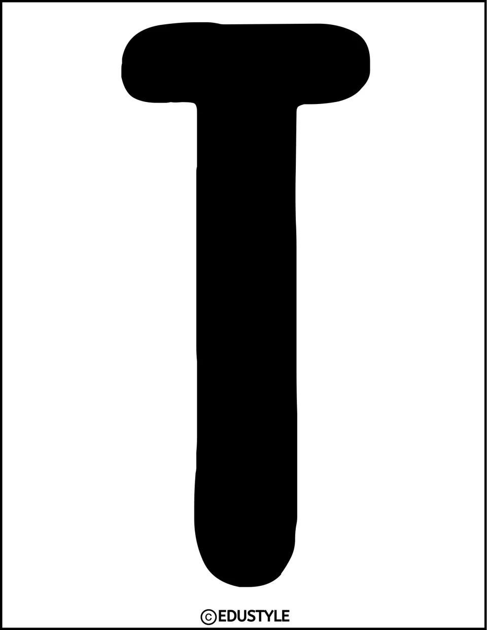 Capital T in thick black rounded font on a full sheet, finishing the word DON'T in the door decoration title