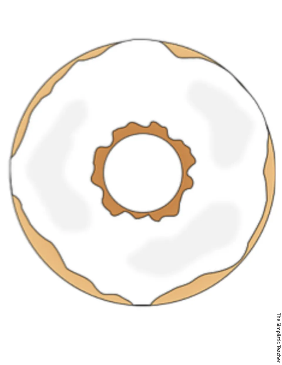 Color clip art of a white-frosted donut sized to fill a full page, used as the letter O in the display heading