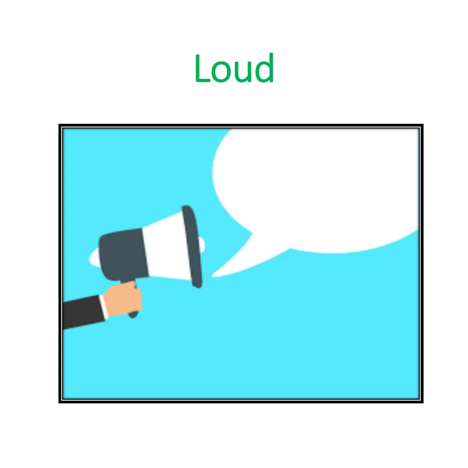 Loud roommate character card for the partner dorm role-play, illustrated by a megaphone and speech bubble