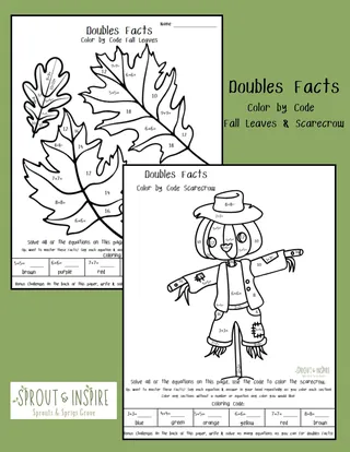 Doubles Color by Code Fall Leaf and Scarecrow Edition – cover