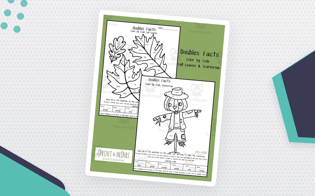 Doubles Color by Code Fall Leaf and Scarecrow Edition preview