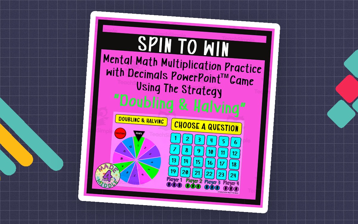 Doubling & Halving (Decimals) Spin To Win Game teaching resource preview