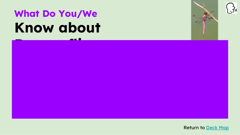Prior-knowledge prompt begins “What Do You/We Know about,” with a dragonfly shown beside the heading
