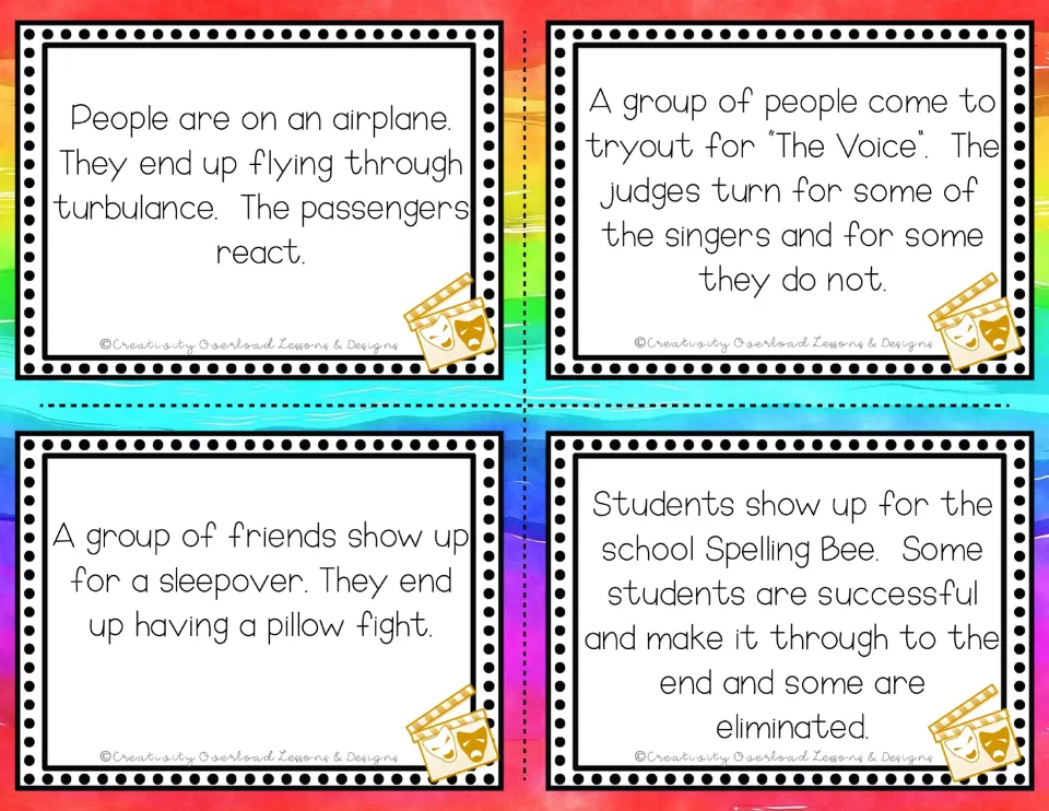 Improv scenes to act out: airplane turbulence, a talent-show tryout, a sleepover pillow fight and a school spelling bee