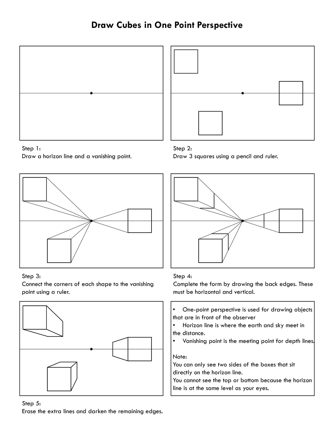 Drawing Cubes in One Point Perspective – Art Lesson – cover