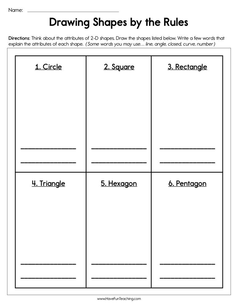 Drawing Shapes by the Rules Worksheet by Teach Simple