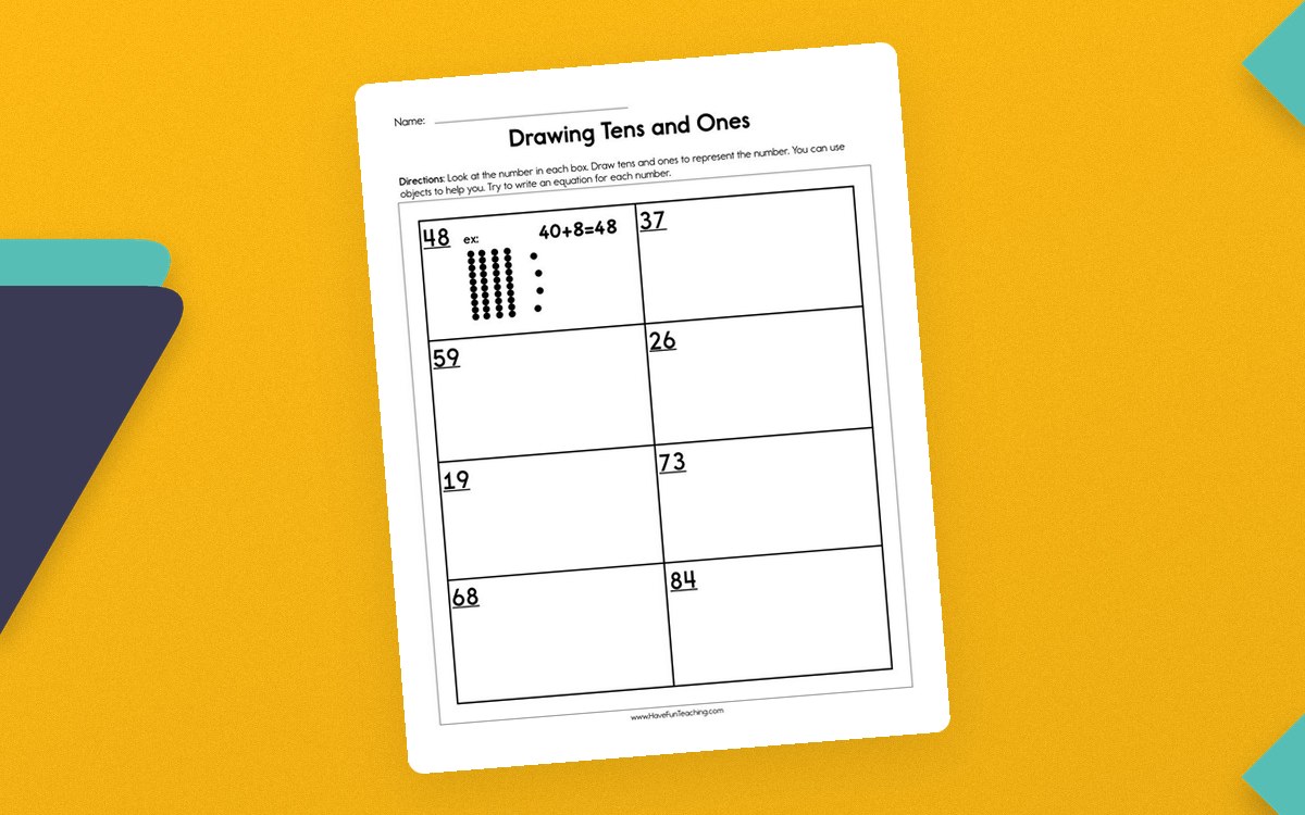 Drawing Tens and Ones Worksheet preview