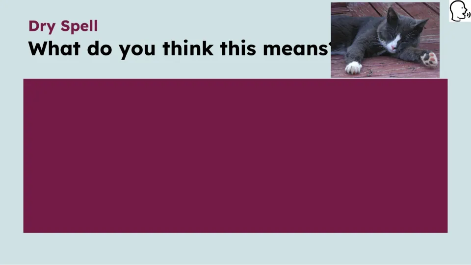 Opening prompt for the figurative language lesson asks what students think the expression “dry spell” means