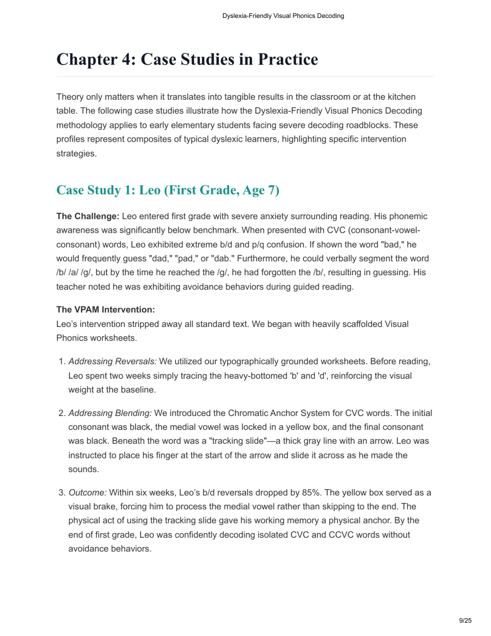 Chapter 4 composite case study: Leo, age 7, practices letter orientation and blending with visual supports