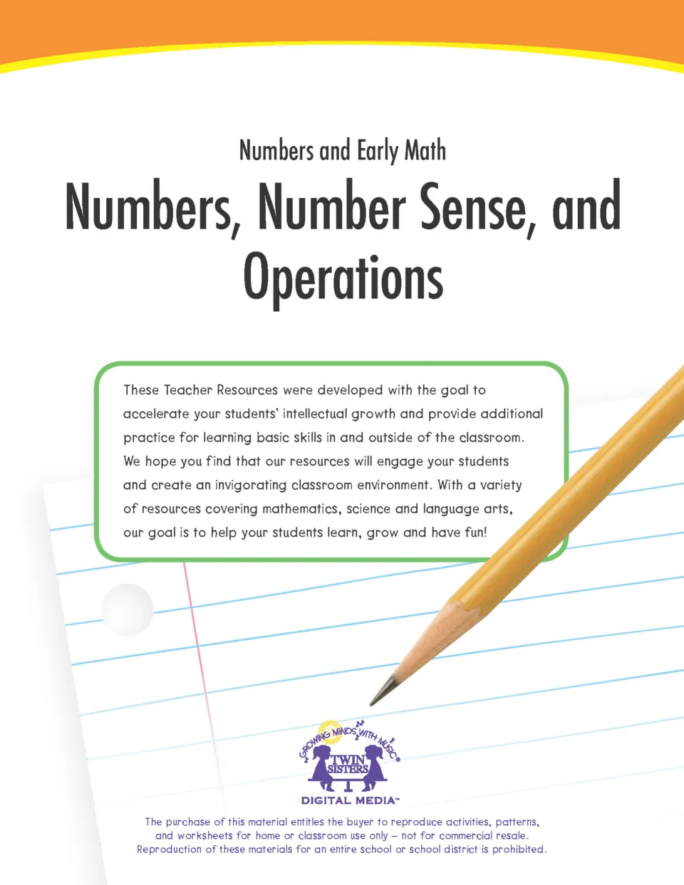 Cover of Numbers, Number Sense, and Operations from the Numbers and Early Math series by Twin Sisters Digital Media