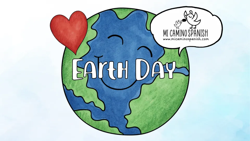 English cover of the bilingual ebook, titled 'Earth Day,' introducing the story about caring for Earth.