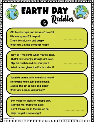Earth Day Riddles – Brain Teaser Activity – sample page 2