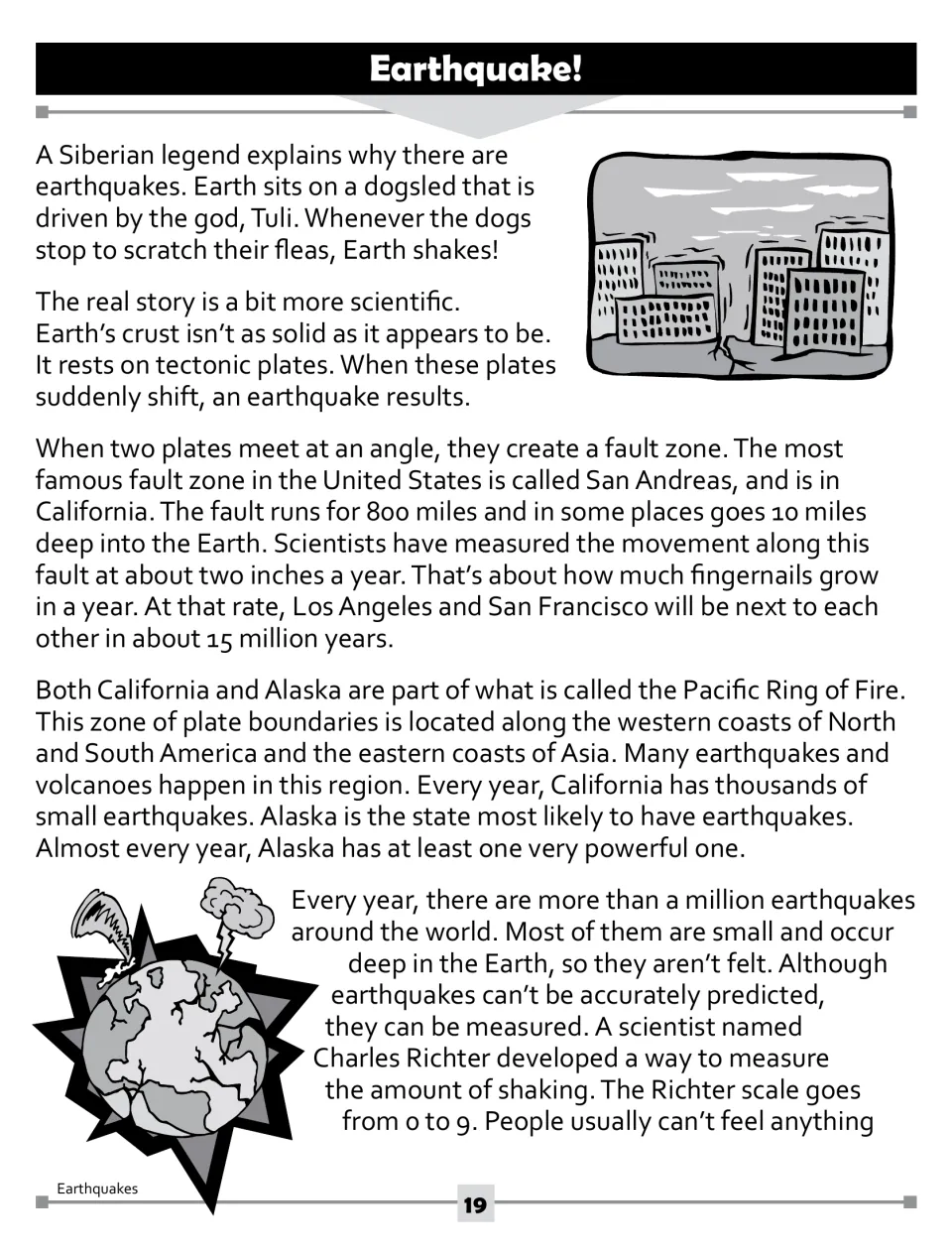 Earthquake reading, part 1: a Siberian legend, tectonic plates, the San Andreas Fault, and the Richter scale
