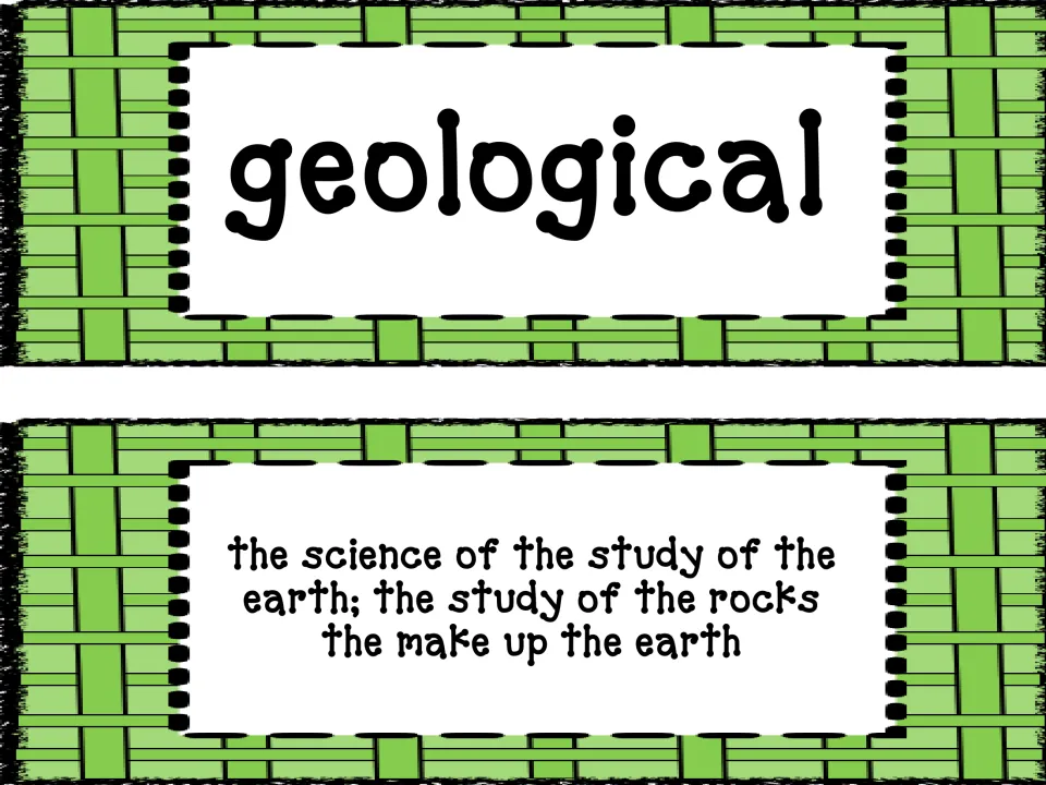 Earthquake vocabulary pair: geological, with a definition describing the study of Earth and its rocks