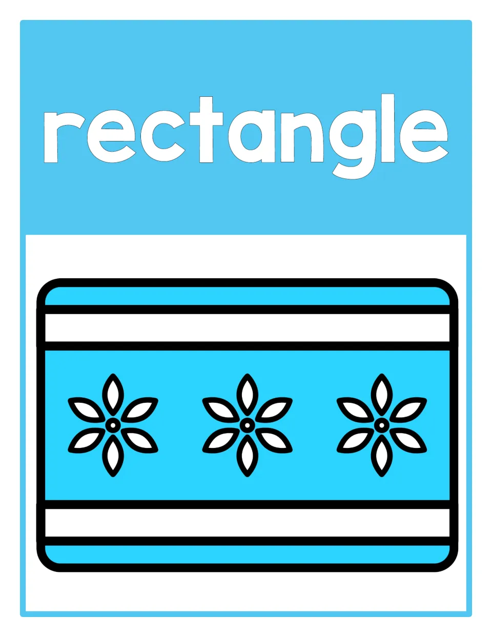 Easter shape poster labeled 'rectangle' shows a blue rectangle with an egg-inspired decorative pattern.