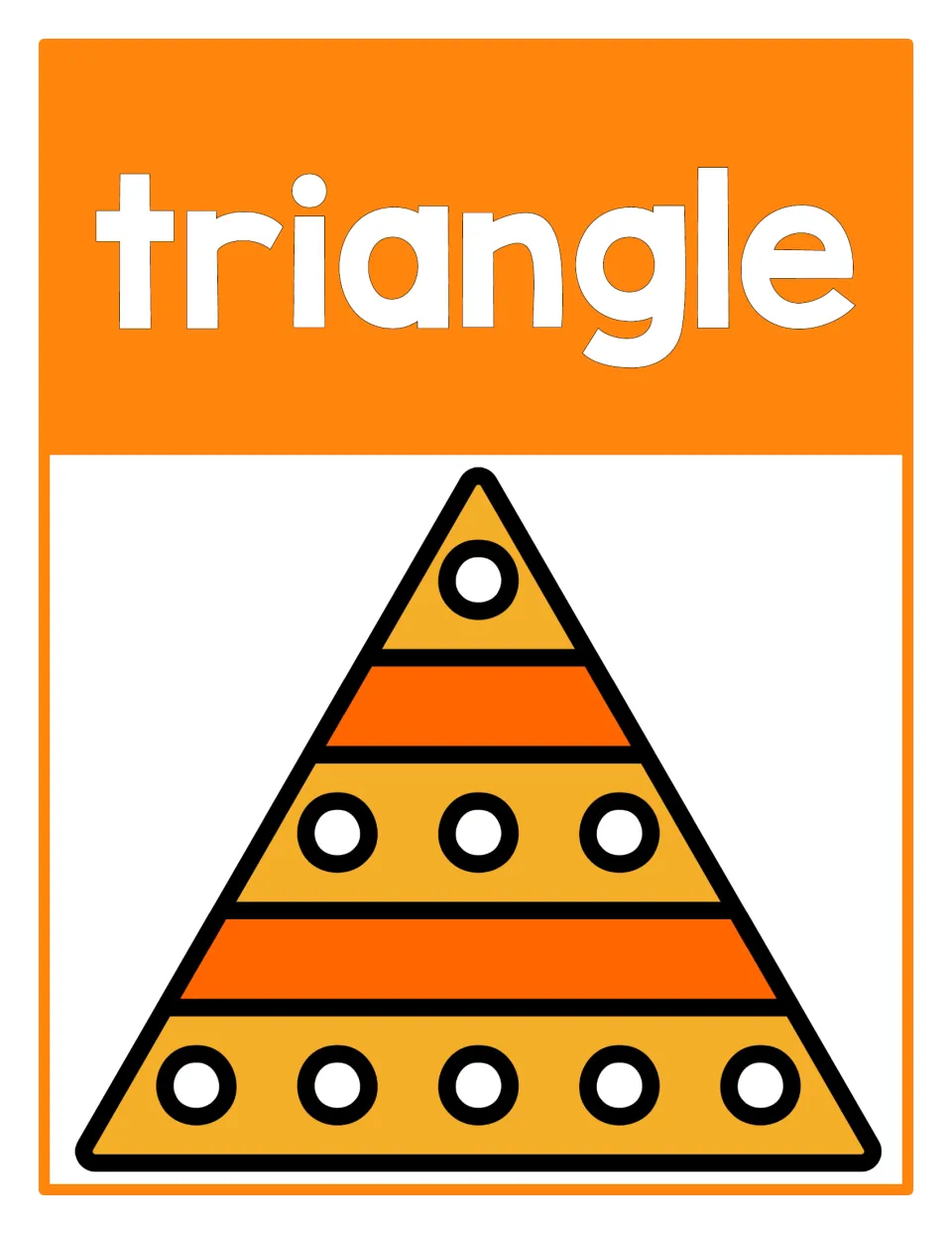 Easter shape poster labeled 'triangle' shows an orange and yellow triangle for shape recognition practice.