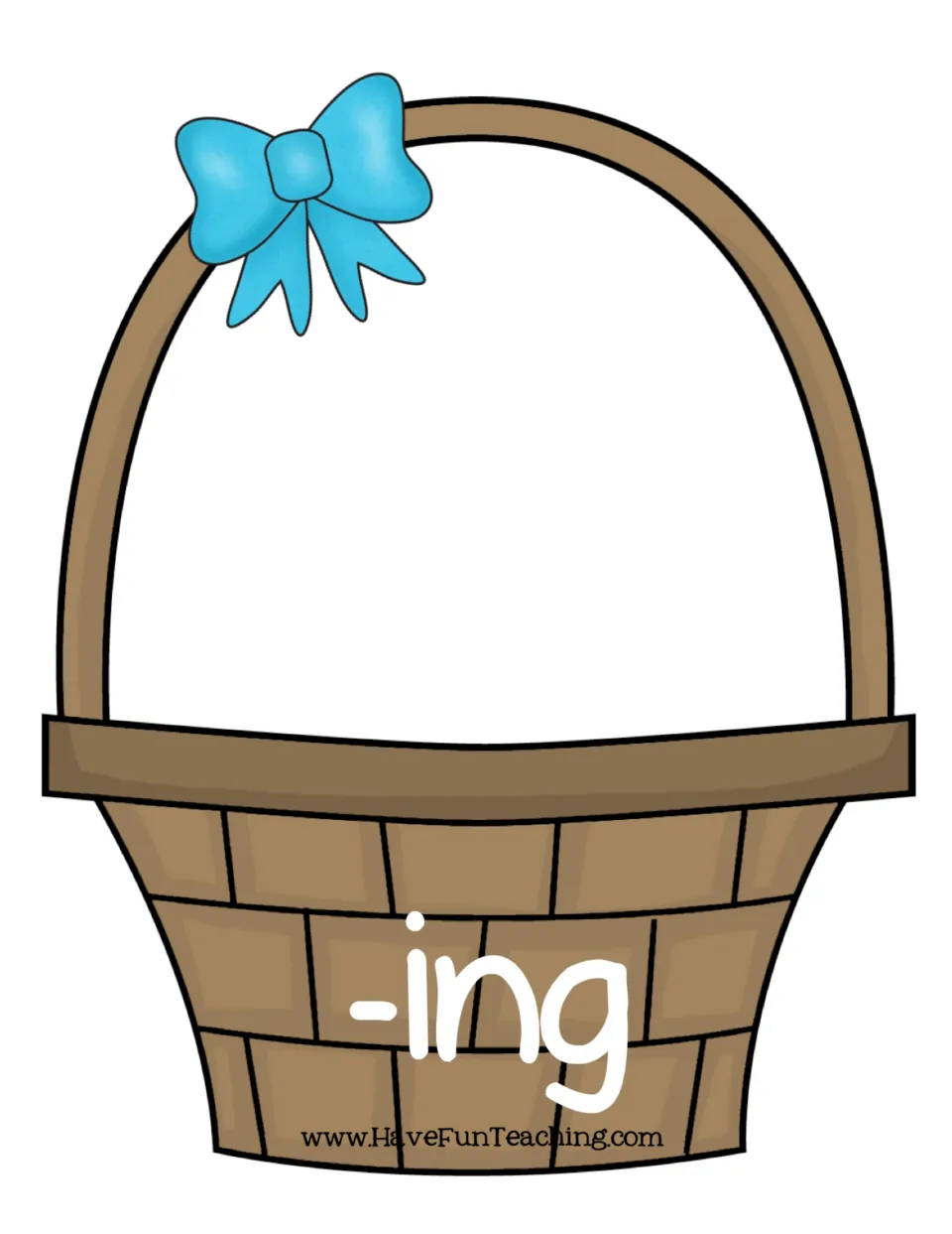 -ing word family sorting mat: an Easter basket labeled -ing where students place the egg word cards that end in -ing