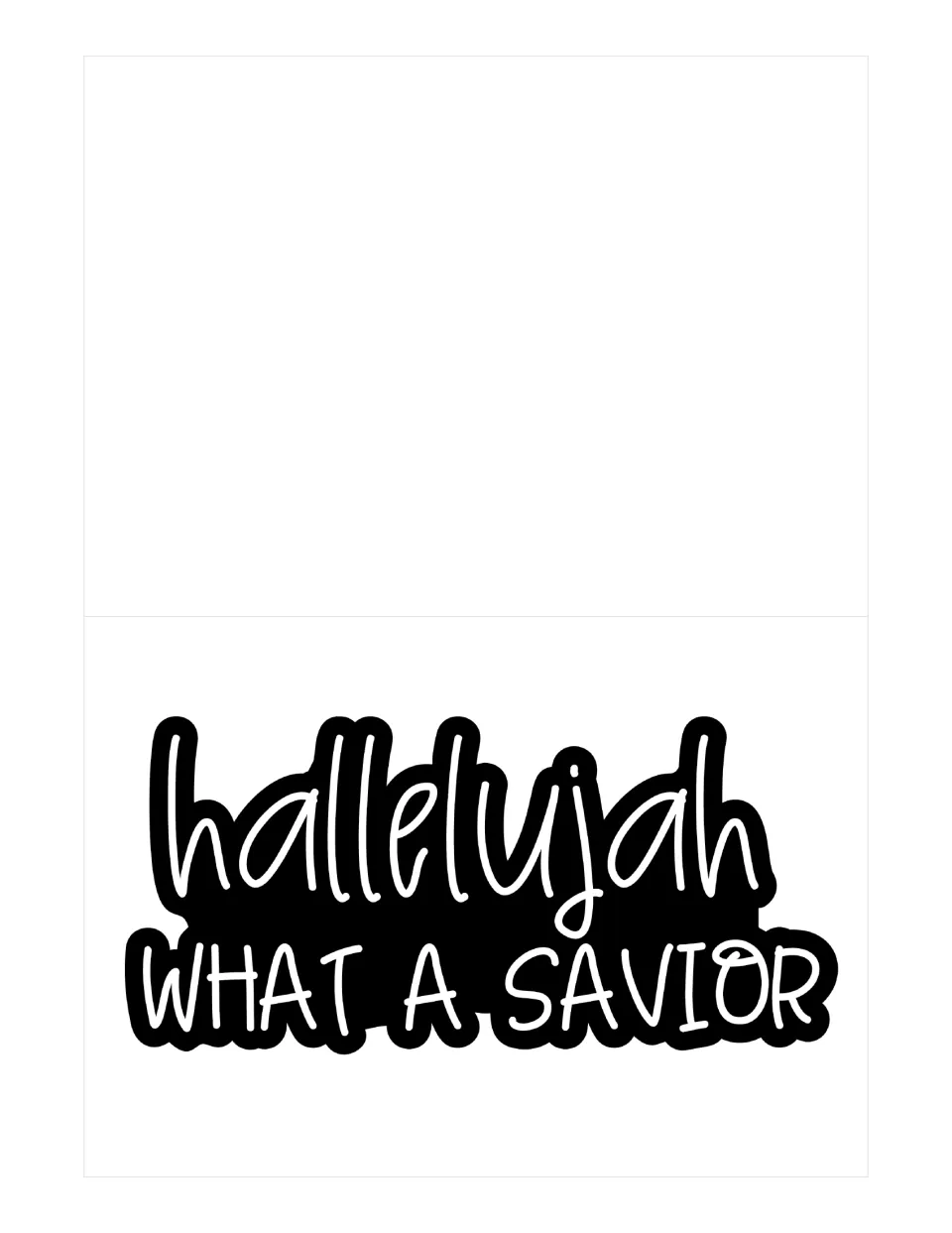 Second large single-sticker page in the Easter craft resource, reading “hallelujah WHAT A SAVIOR”