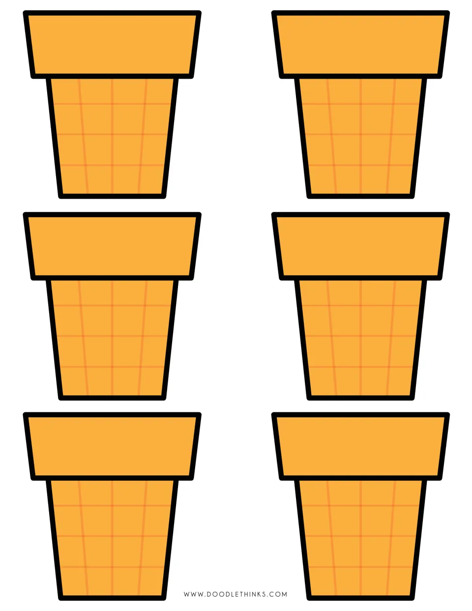 Orange cake cone cut-outs: six flat-bottom waffle cones, ready for students to cut out and use as the craft base