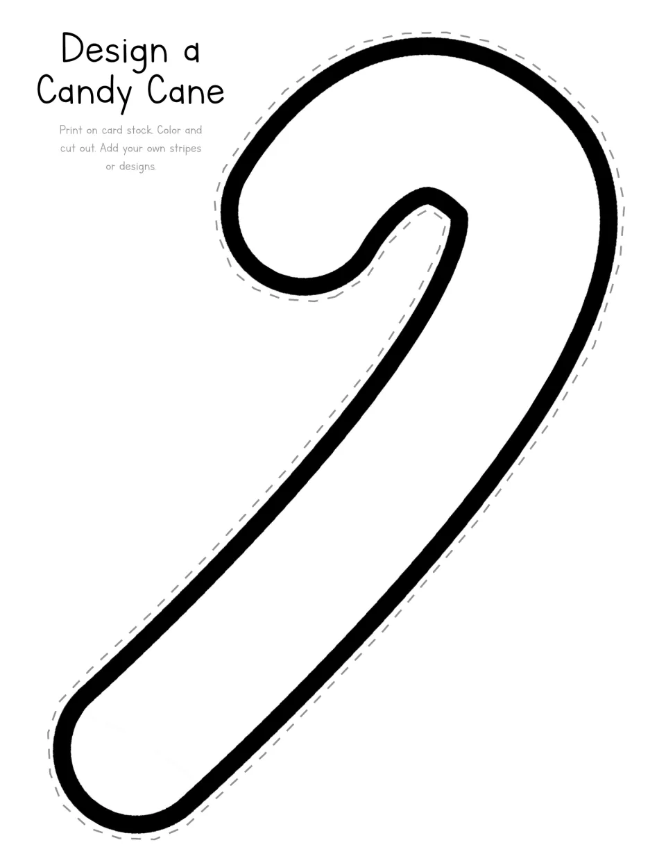 Design a Candy Cane: students color and cut out a large blank candy cane outline, then add their own stripes or designs