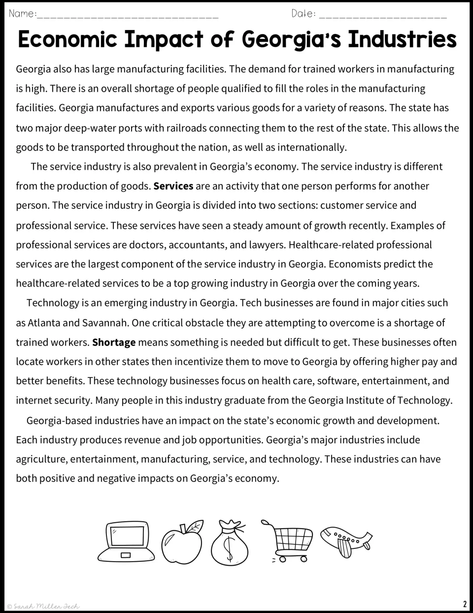 Georgia industries passage, part 2: manufacturing and ports, customer and professional services, tech jobs in Atlanta