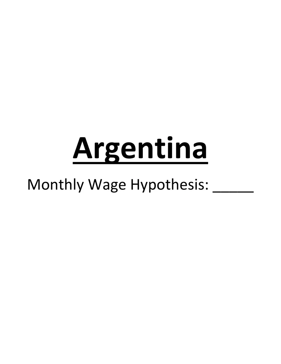 Argentina hypothesis page asks students to estimate a worker's monthly wage before the answer is revealed