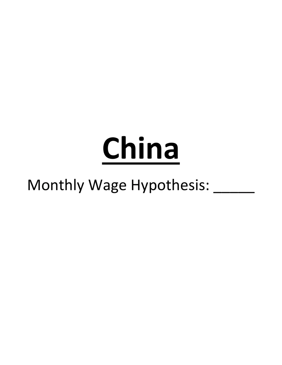 China hypothesis page asks students to predict a worker's monthly wage before checking the supplied answer