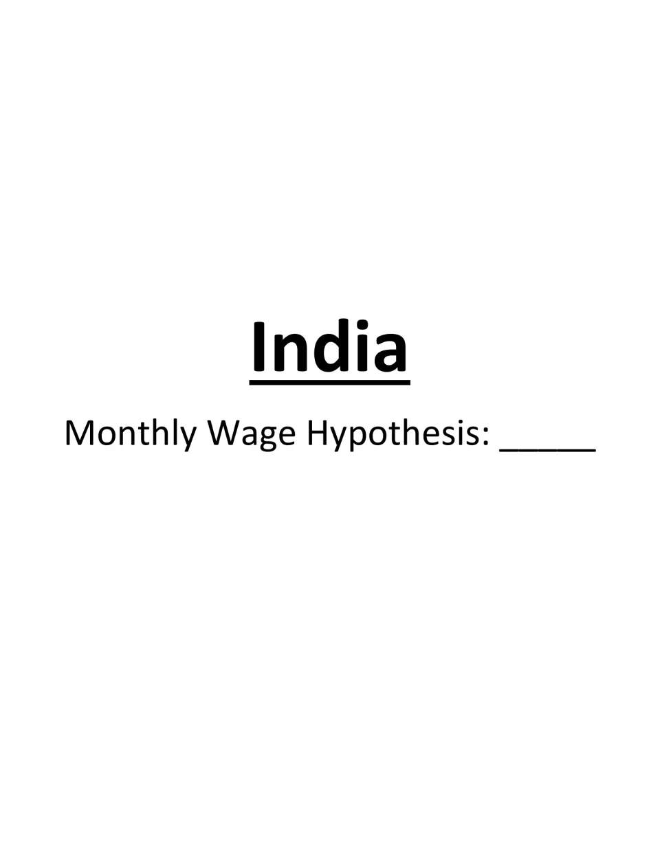India hypothesis page asks students to estimate a worker's monthly wage before revealing the wage answer