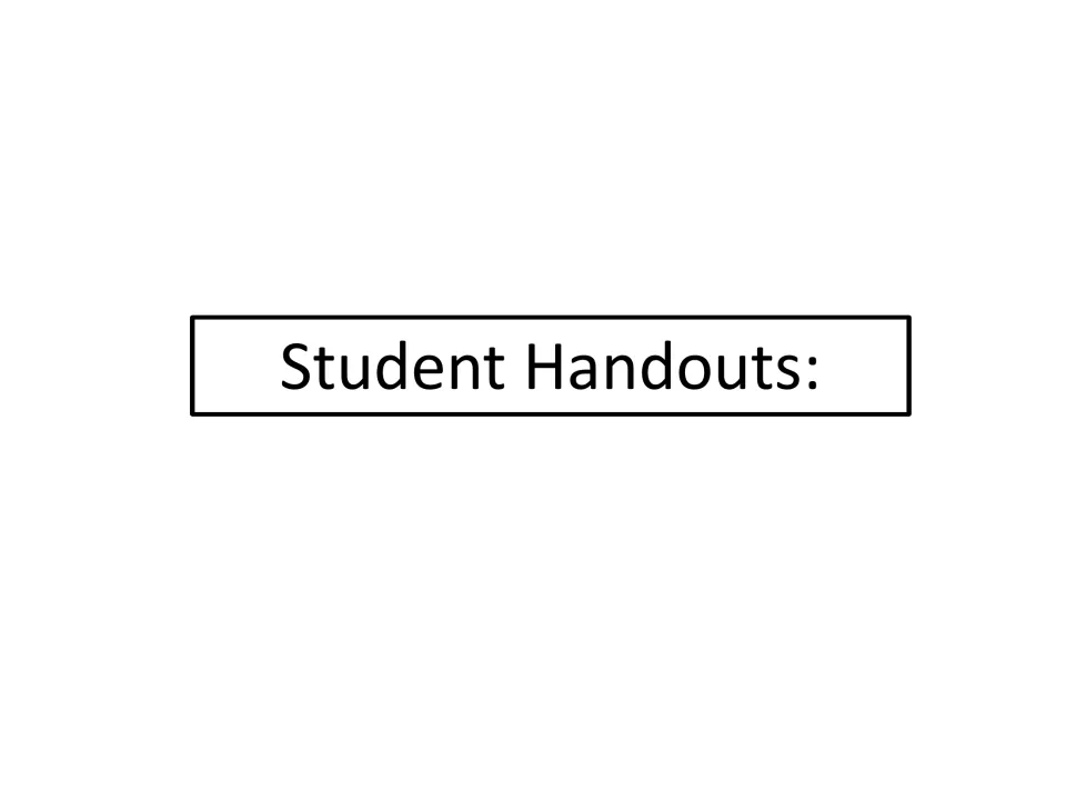 Section divider titled Student Handouts, introducing the pages students will complete on inflation