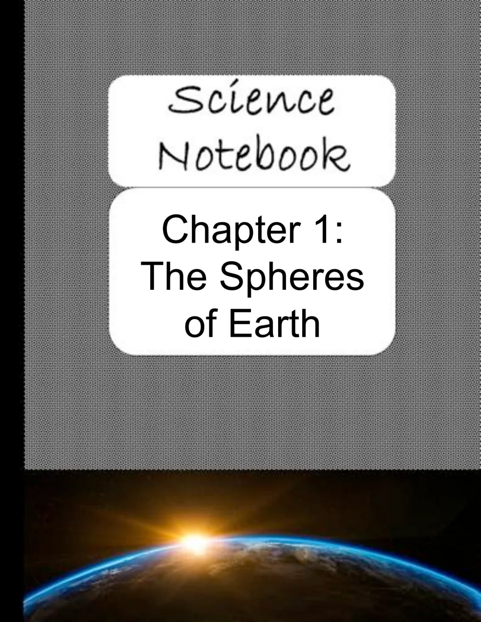 Chapter 1 cover in the ecology science notebook, titled 'The Spheres of Earth,' introducing the first unit