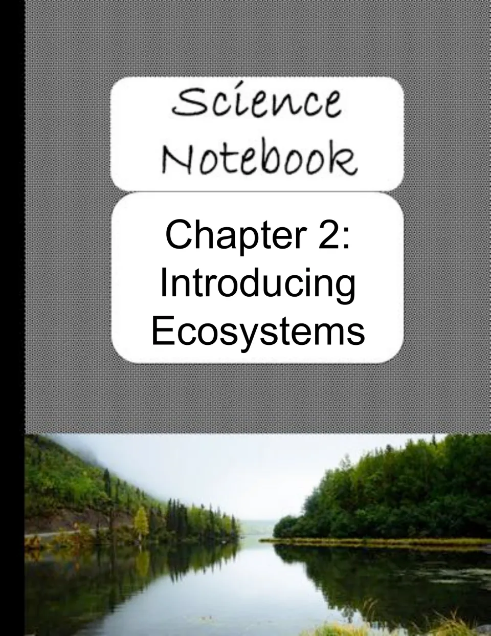 Chapter 2 cover in the ecology science notebook, titled 'Introducing Ecosystems,' marking the second chapter