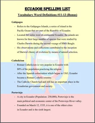 Ecuador Spelling List – sample page 4