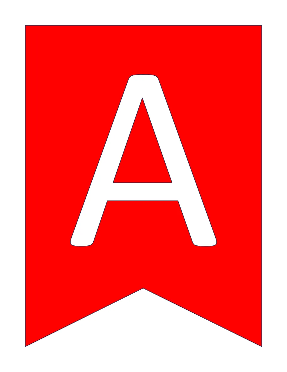 Uppercase letter A banner slide, one of 52 alphabet letters for a bulletin board or classroom banner.
