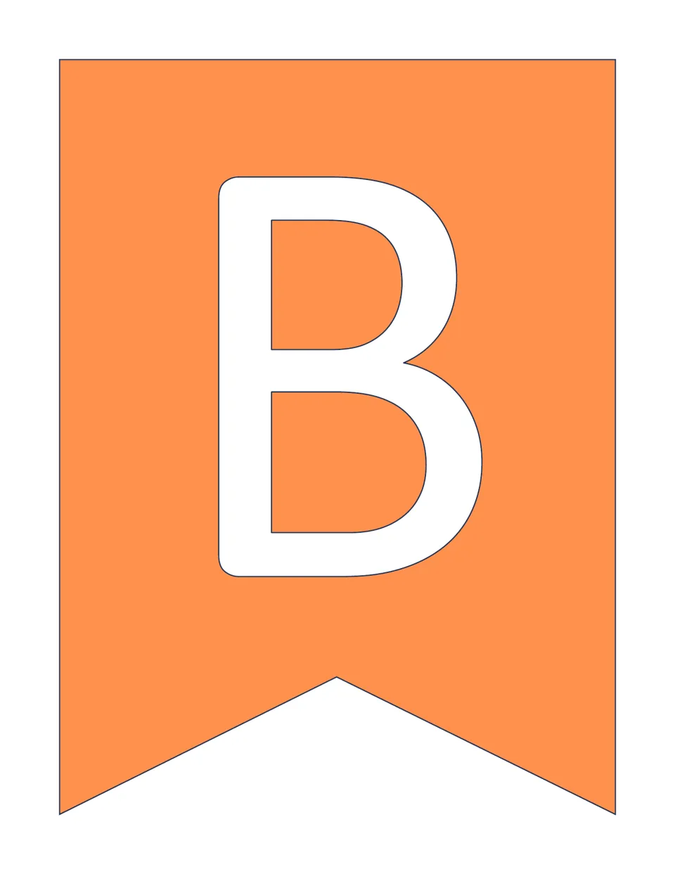 Uppercase letter B banner slide, one of 52 alphabet letters for a bulletin board or classroom banner.