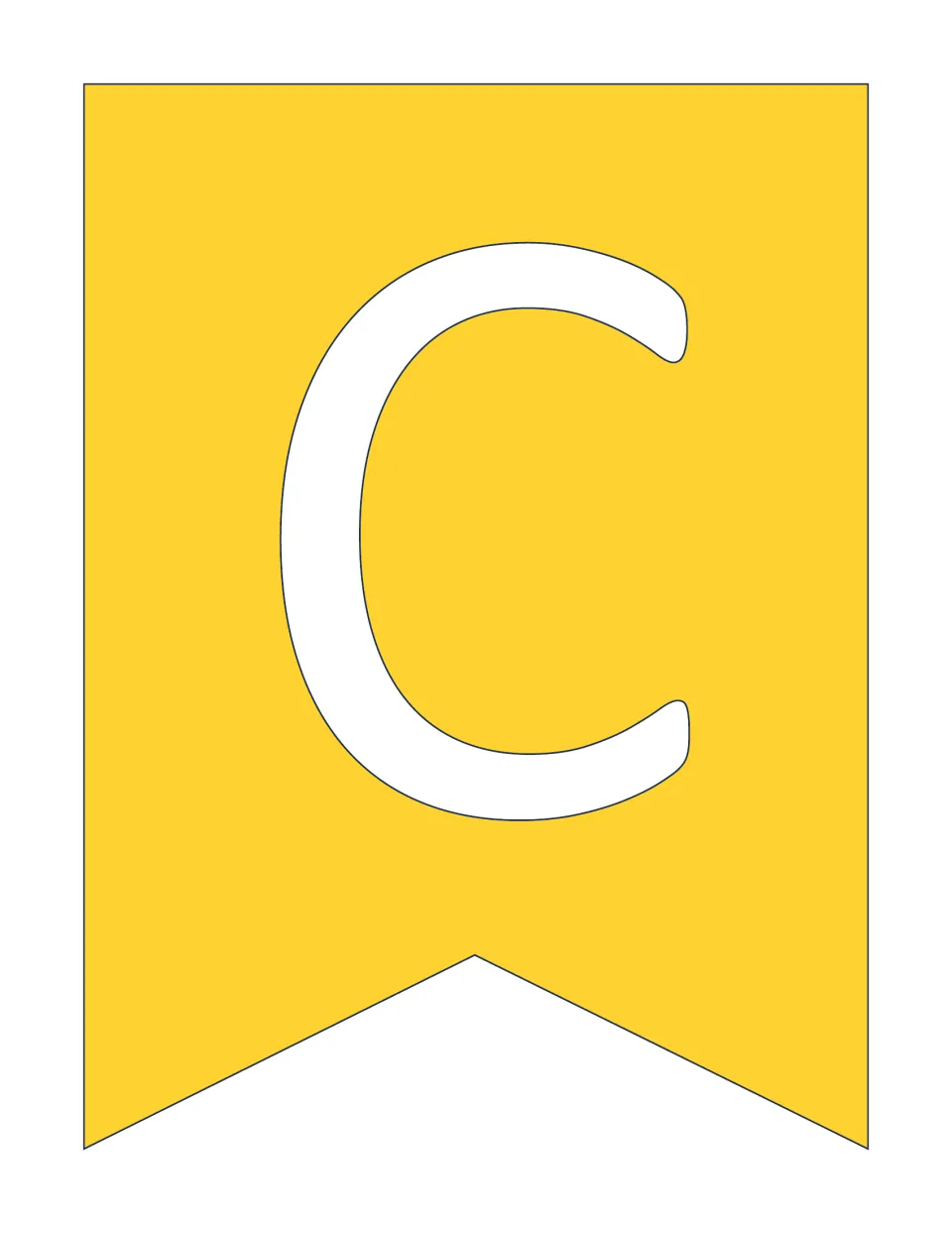 Uppercase letter C banner slide, one of 52 alphabet letters for a bulletin board or classroom banner.