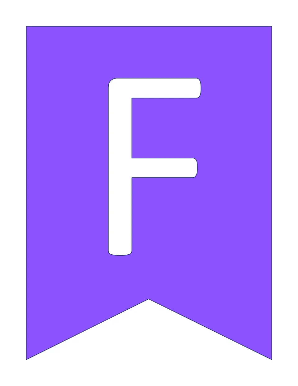 Uppercase letter F banner slide, one of 52 alphabet letters for a bulletin board or classroom banner.