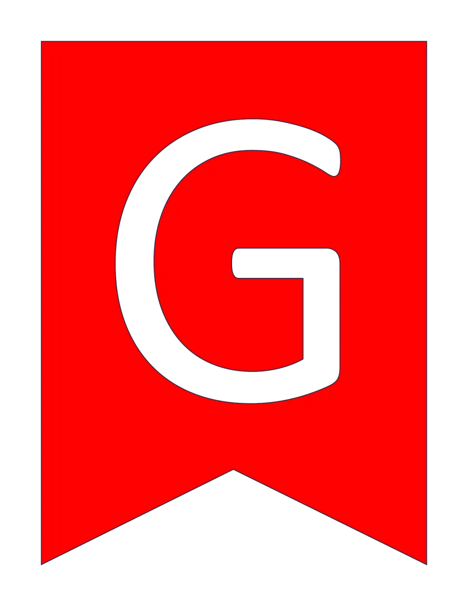 Uppercase letter G banner slide, one of 52 alphabet letters for a bulletin board or classroom banner.