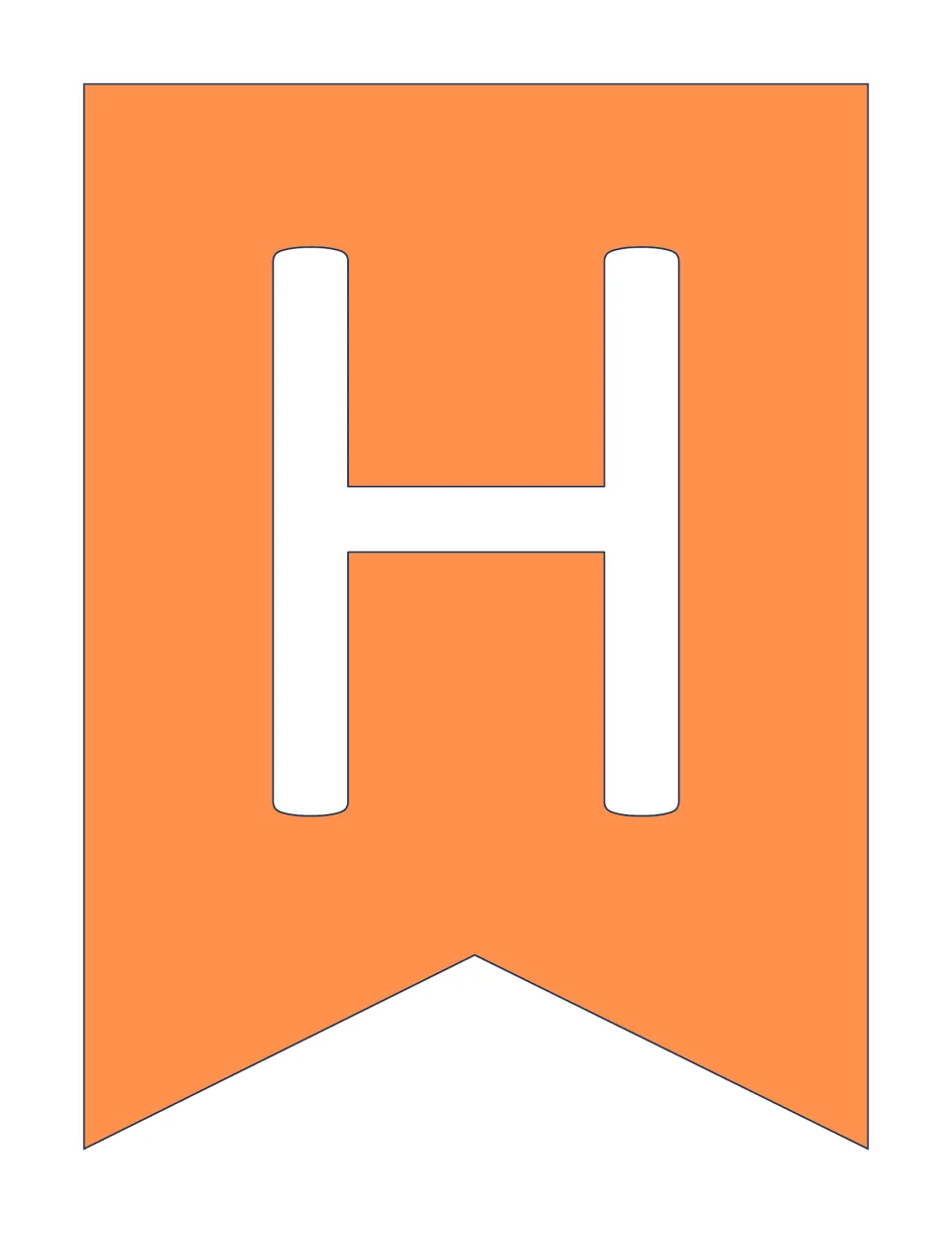 Uppercase letter H banner slide, one of 52 alphabet letters for a bulletin board or classroom banner.