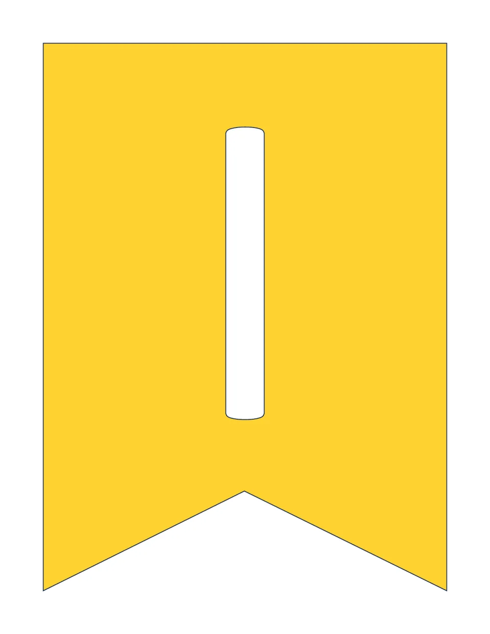 Uppercase letter I banner slide, one of 52 alphabet letters for a bulletin board or classroom banner.