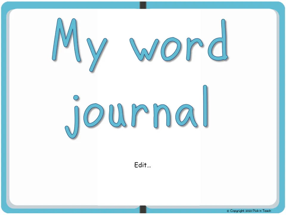 Second digital vocabulary journal cover option, titled 'My word journal,' with an 'Edit...' placeholder